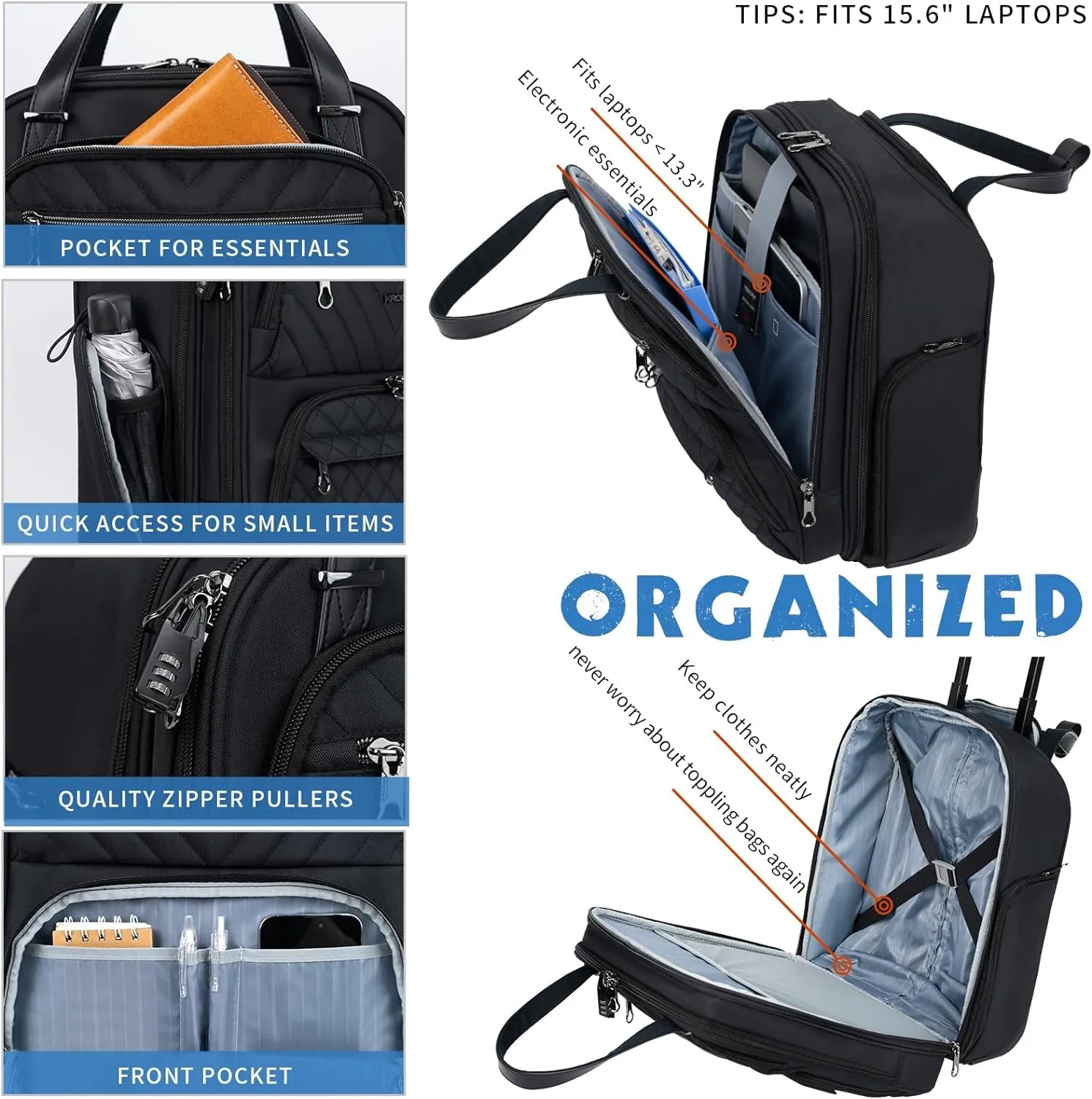 Carry On Underseat Multi-functional 16-inch Lightweight Suitcase