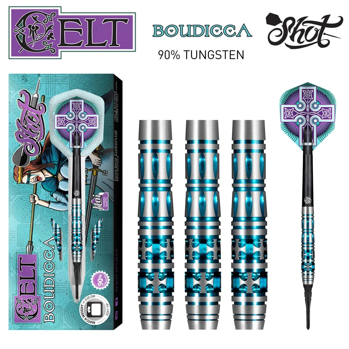 Celt Boudicca Soft Tip Dart Set-90% Tungsten Barrels