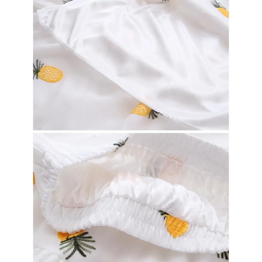 Cherry Strawberry Pineapple Embroidery A-line Pleated Skirt J30024