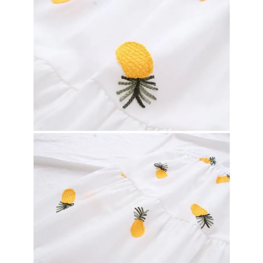Cherry Strawberry Pineapple Embroidery A-line Pleated Skirt J30024