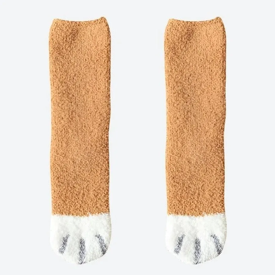 Cozy Fuzzy Animal Paw Socks