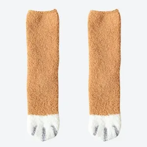 Cozy Fuzzy Animal Paw Socks