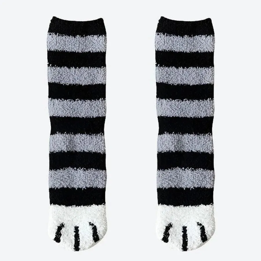 Cozy Fuzzy Animal Paw Socks