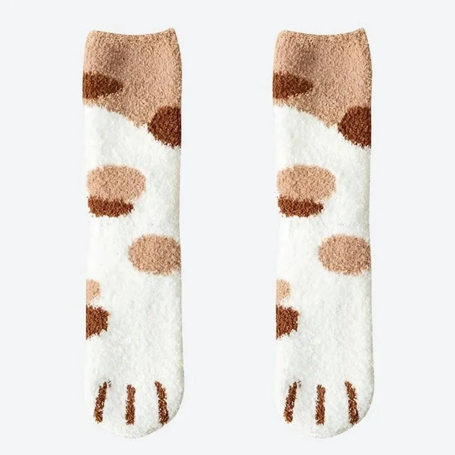 Cozy Fuzzy Animal Paw Socks