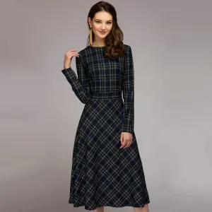 Elegant Plaid Midi Dress - Stylish Casual Wear