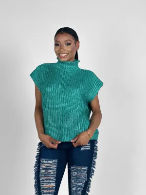 Emerald Metallic Sweater Top