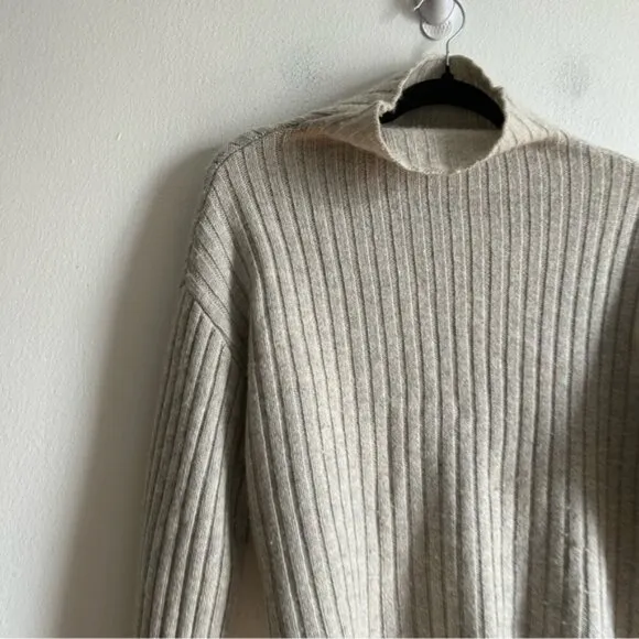 Frank &amp; Oak Sz S Grey Wool Blend Ribbed High Collar Sweater
