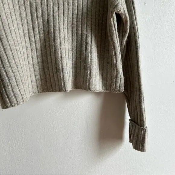 Frank &amp; Oak Sz S Grey Wool Blend Ribbed High Collar Sweater