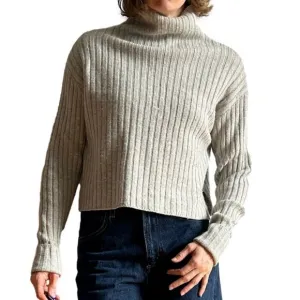 Frank &amp; Oak Sz S Grey Wool Blend Ribbed High Collar Sweater