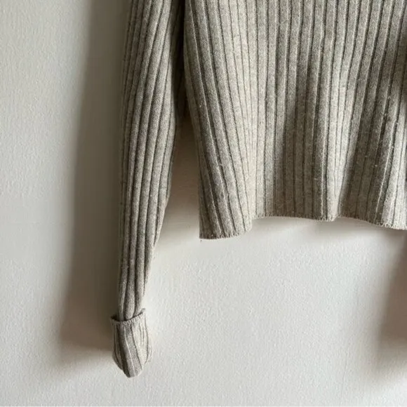 Frank &amp; Oak Sz S Grey Wool Blend Ribbed High Collar Sweater