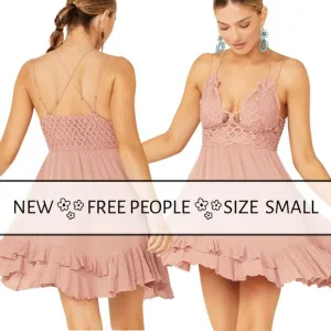 Free People Adell Lace Slip Rose Size Small‎ New With Tags
