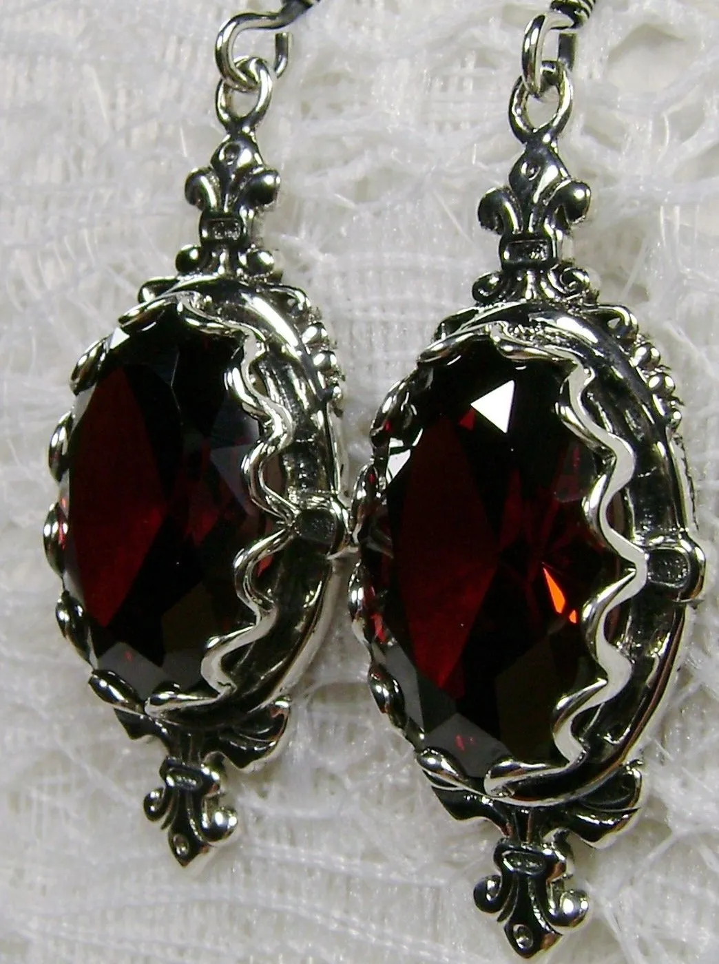 Garnet CZ Earrings, Stylish Victorian Jewelry #E18