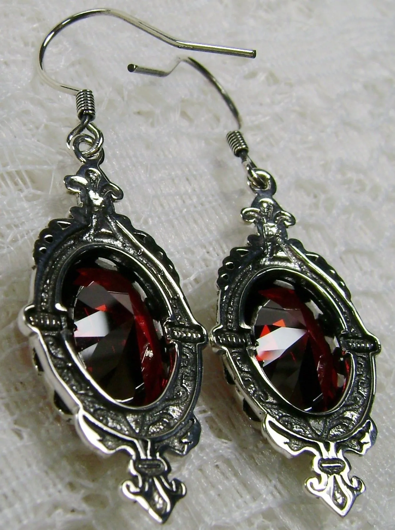 Garnet CZ Earrings, Stylish Victorian Jewelry #E18