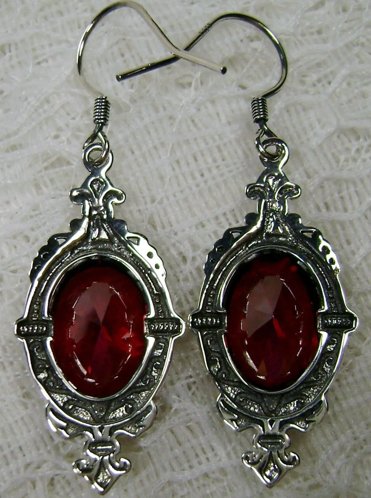 Garnet CZ Earrings, Stylish Victorian Jewelry #E18