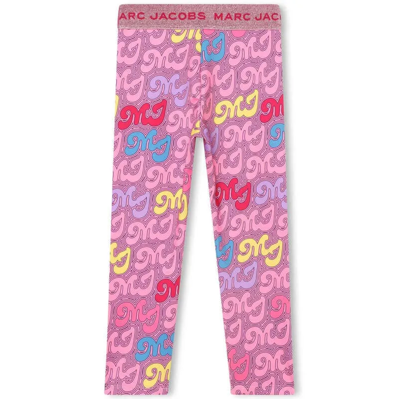 Girls Pink Logo Print Leggings