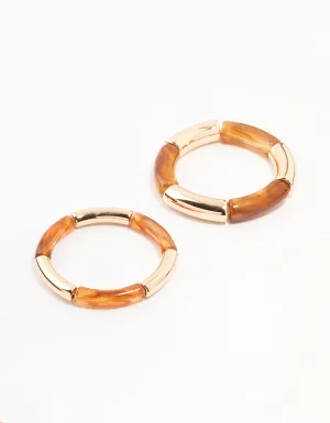 Gold & Resin Stretch Bangles 2-Pack
