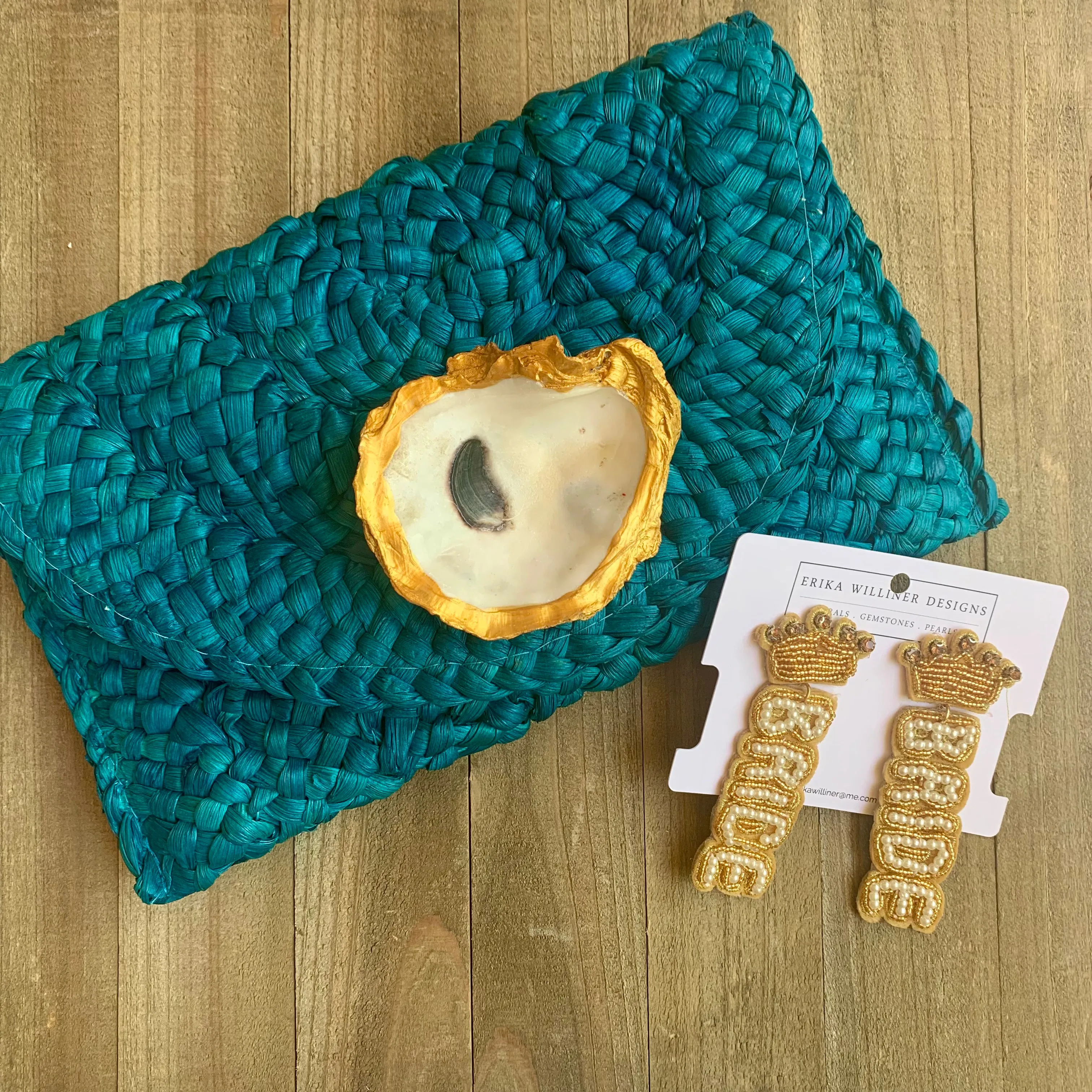 Gold & White Bride Outline Dangle Earrings | Erika Williner Designs