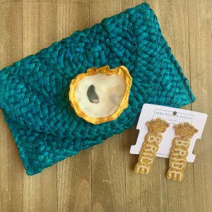 Gold & White Bride Outline Dangle Earrings | Erika Williner Designs