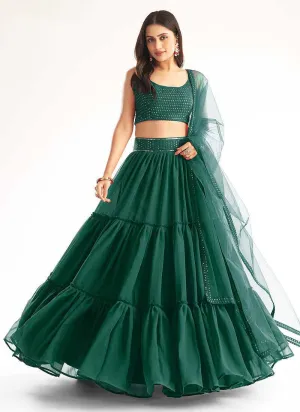 Green Sequins Embroidered Stylish Lehenga Choli