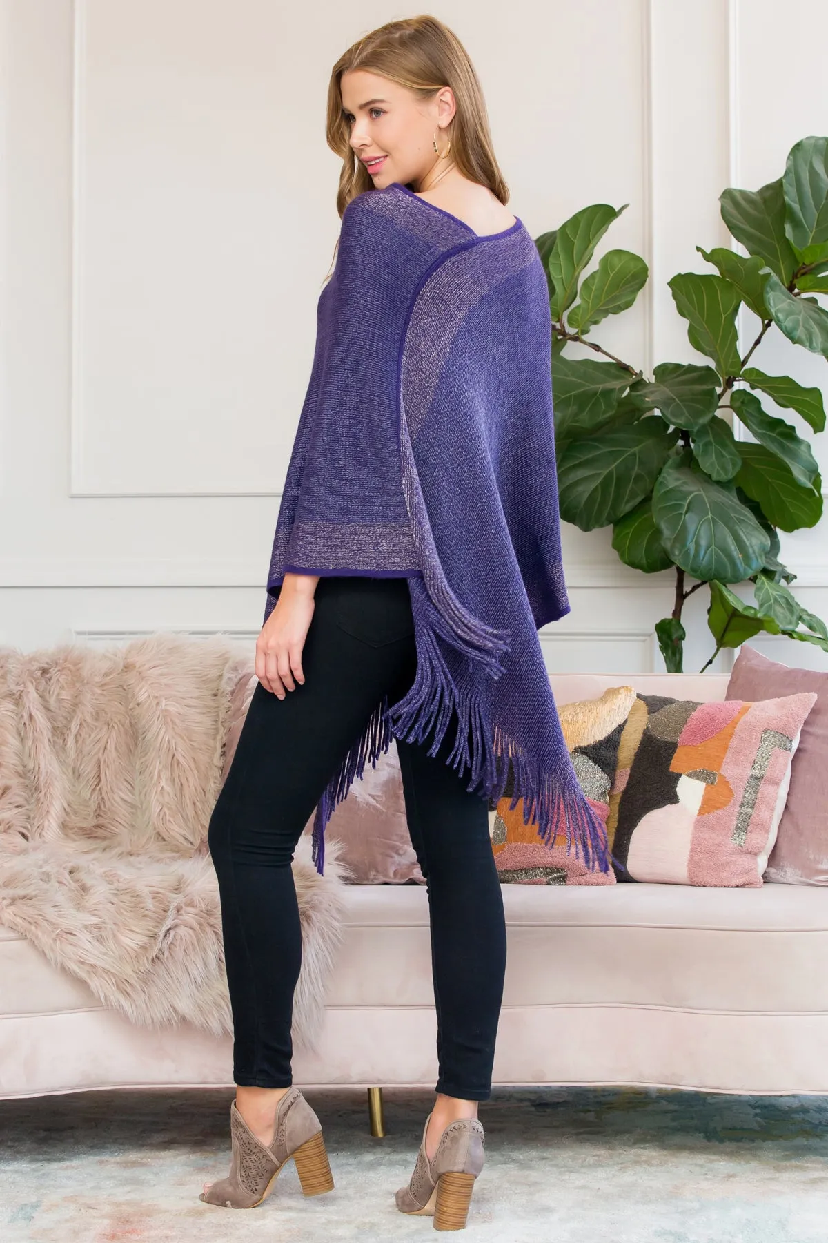 HDF3011 - ULTRA SOFT TWO TONE FRINGE PONCHO