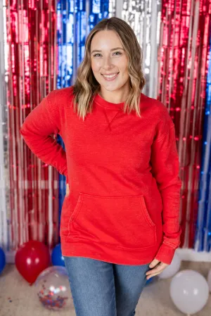 IN PRODUCTION Vintage Wash Pocket Pullover - Red