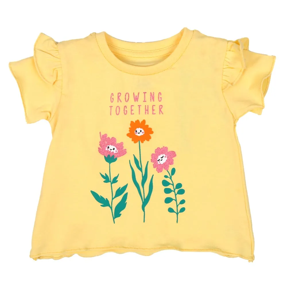 Infant Girls T-Shirt Growing Together - Pastel Yel | Bachaa Party Baby Clothes Girls Tops & T-Shirts