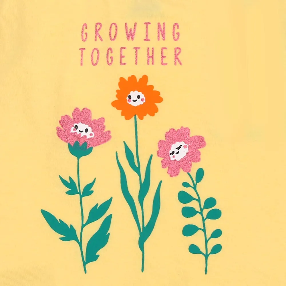 Infant Girls T-Shirt Growing Together - Pastel Yel | Bachaa Party Baby Clothes Girls Tops & T-Shirts