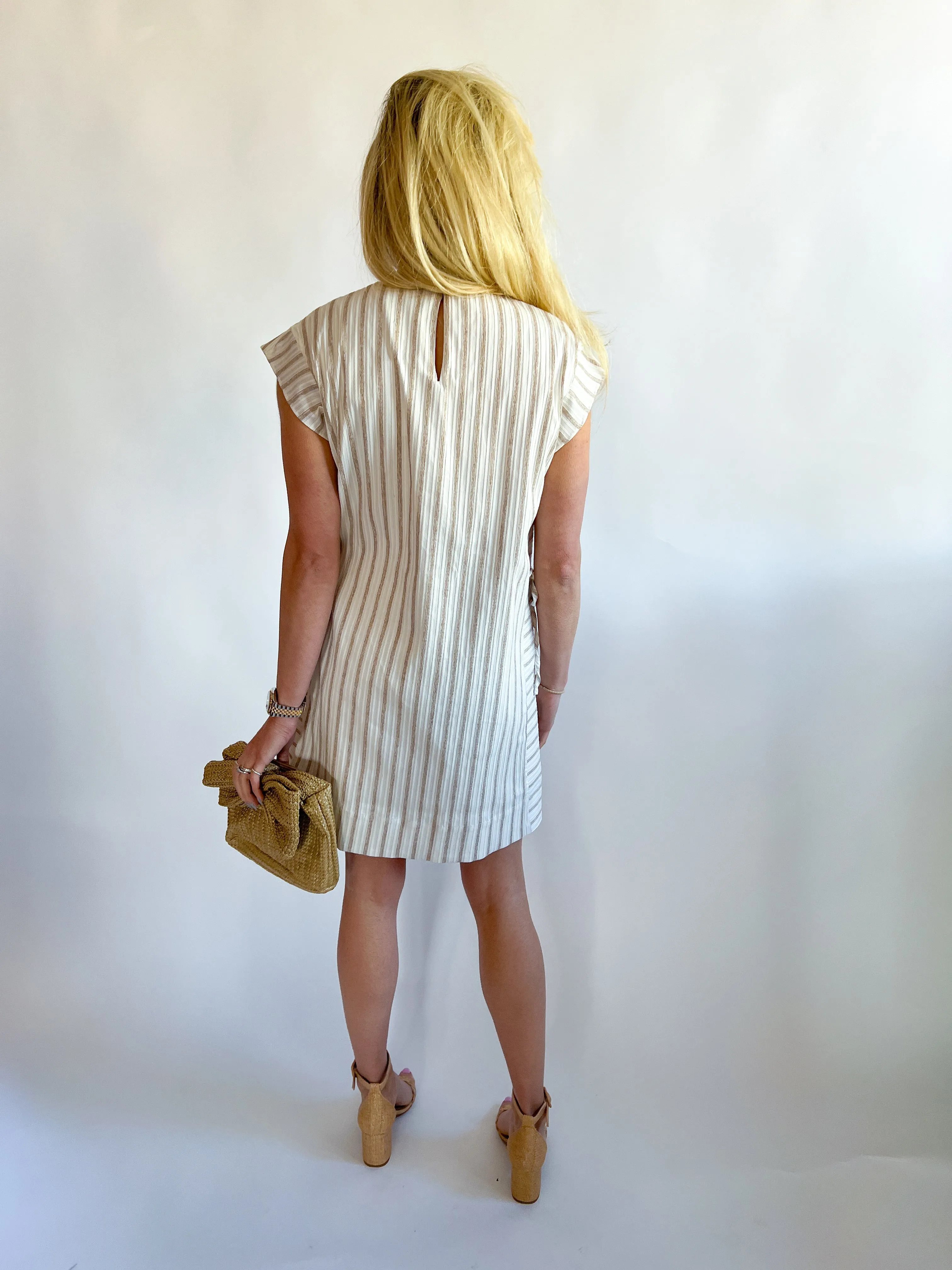 Joanna Textured Stripe Side Tie Mini Dress