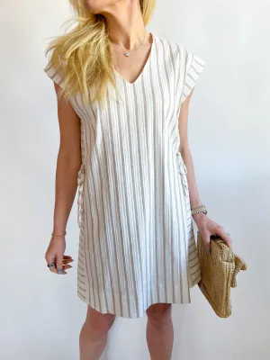 Joanna Textured Stripe Side Tie Mini Dress