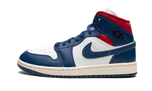 Jordan 1 Mid White French Blue - Gym Red