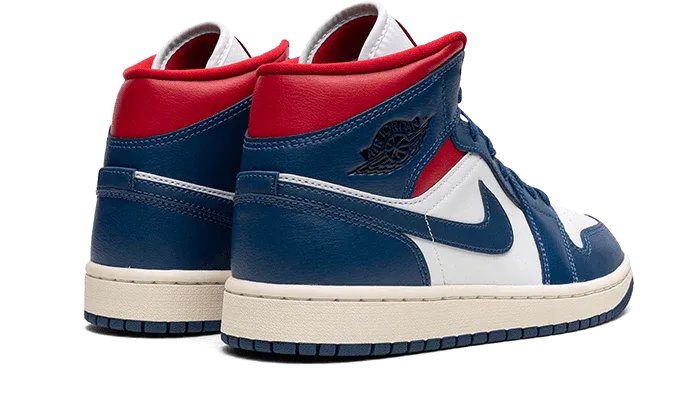 Jordan 1 Mid White French Blue - Gym Red