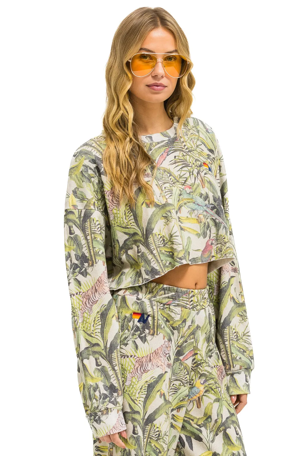 JUNGLE CROPPED CREW SWEATSHIRT RELAXED - SAND