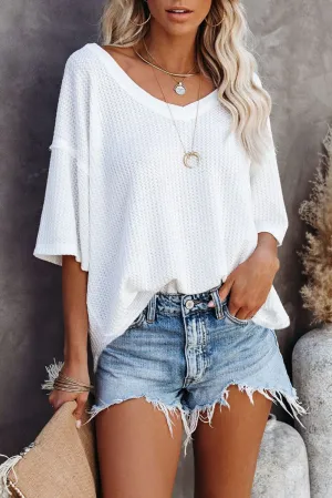 KaleaBoutique Stylish Waffle Knit Drop Shoulder Loose Top