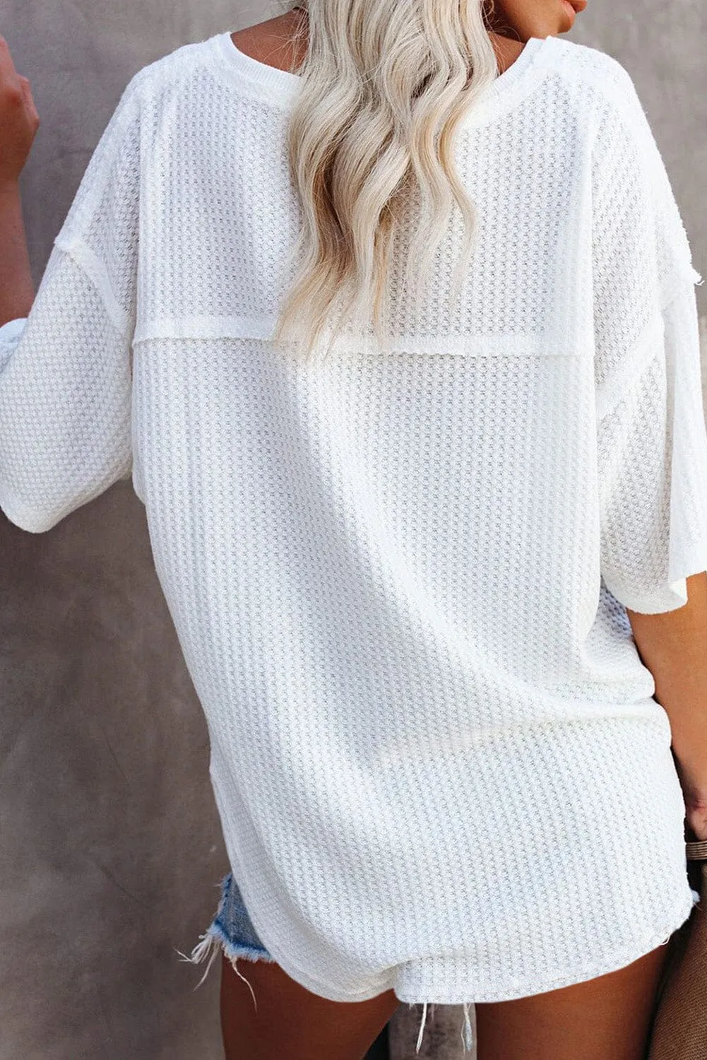 KaleaBoutique Stylish Waffle Knit Drop Shoulder Loose Top
