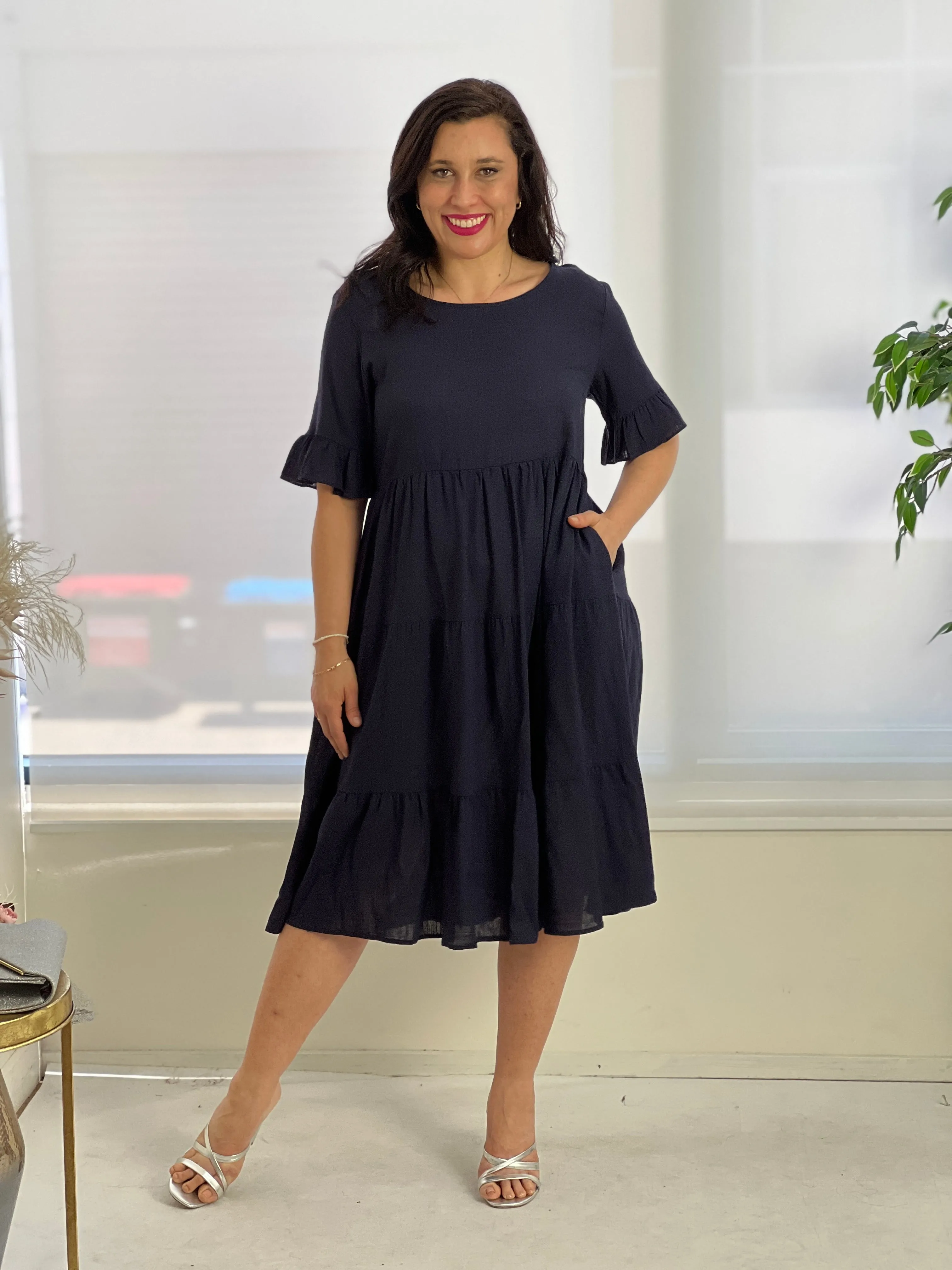 Kane Midnight Linen Dress