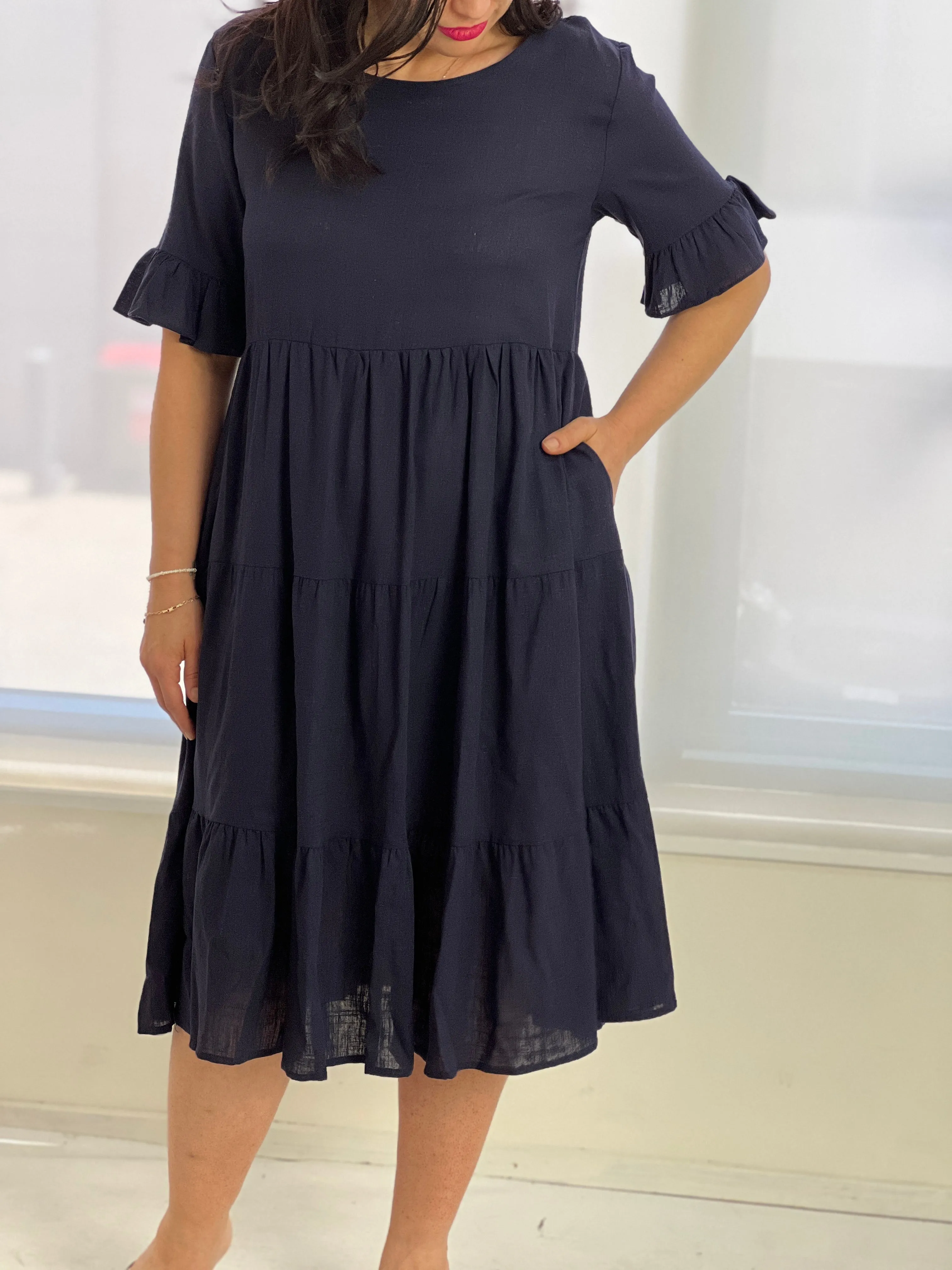 Kane Midnight Linen Dress