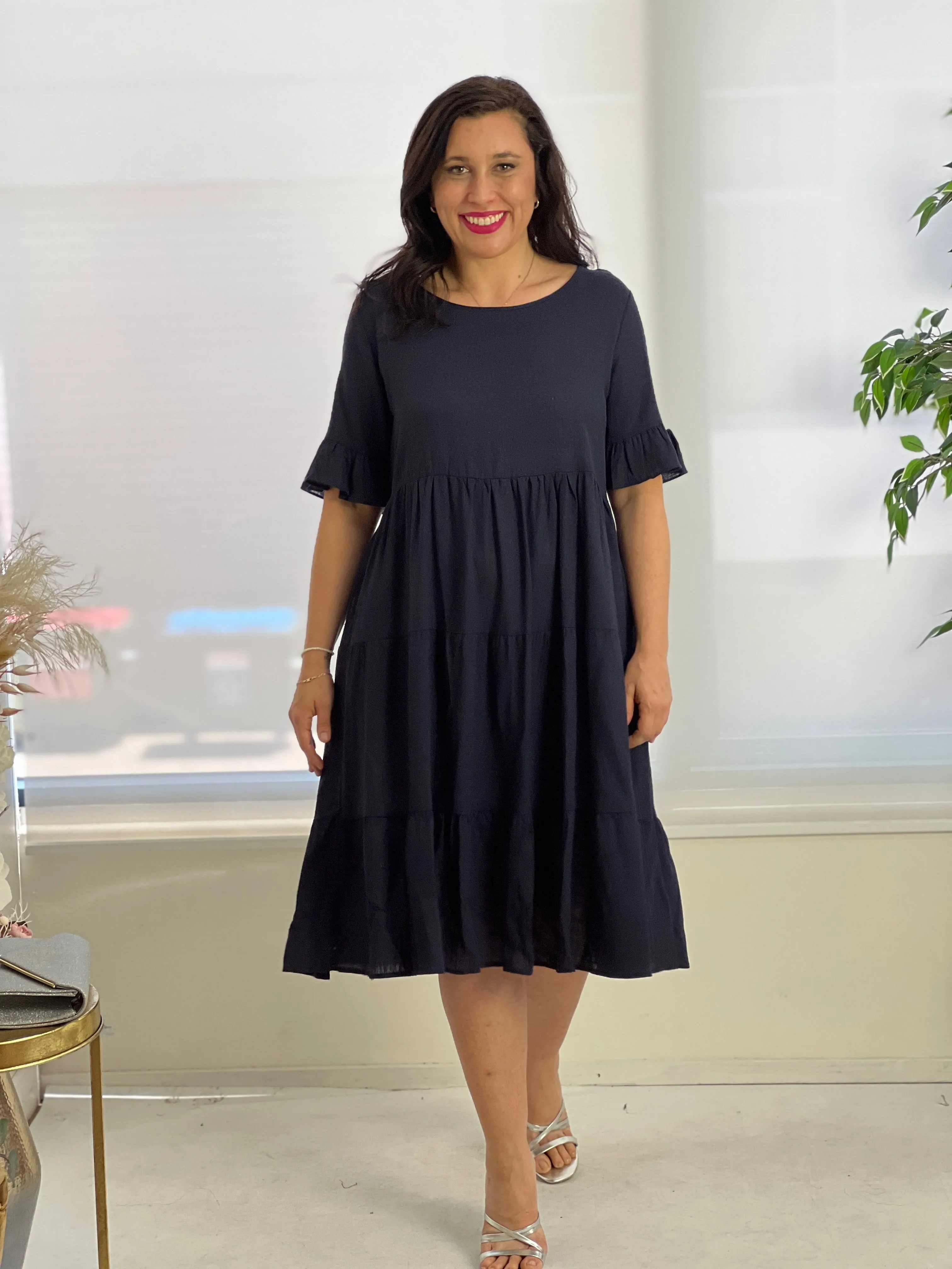 Kane Midnight Linen Dress