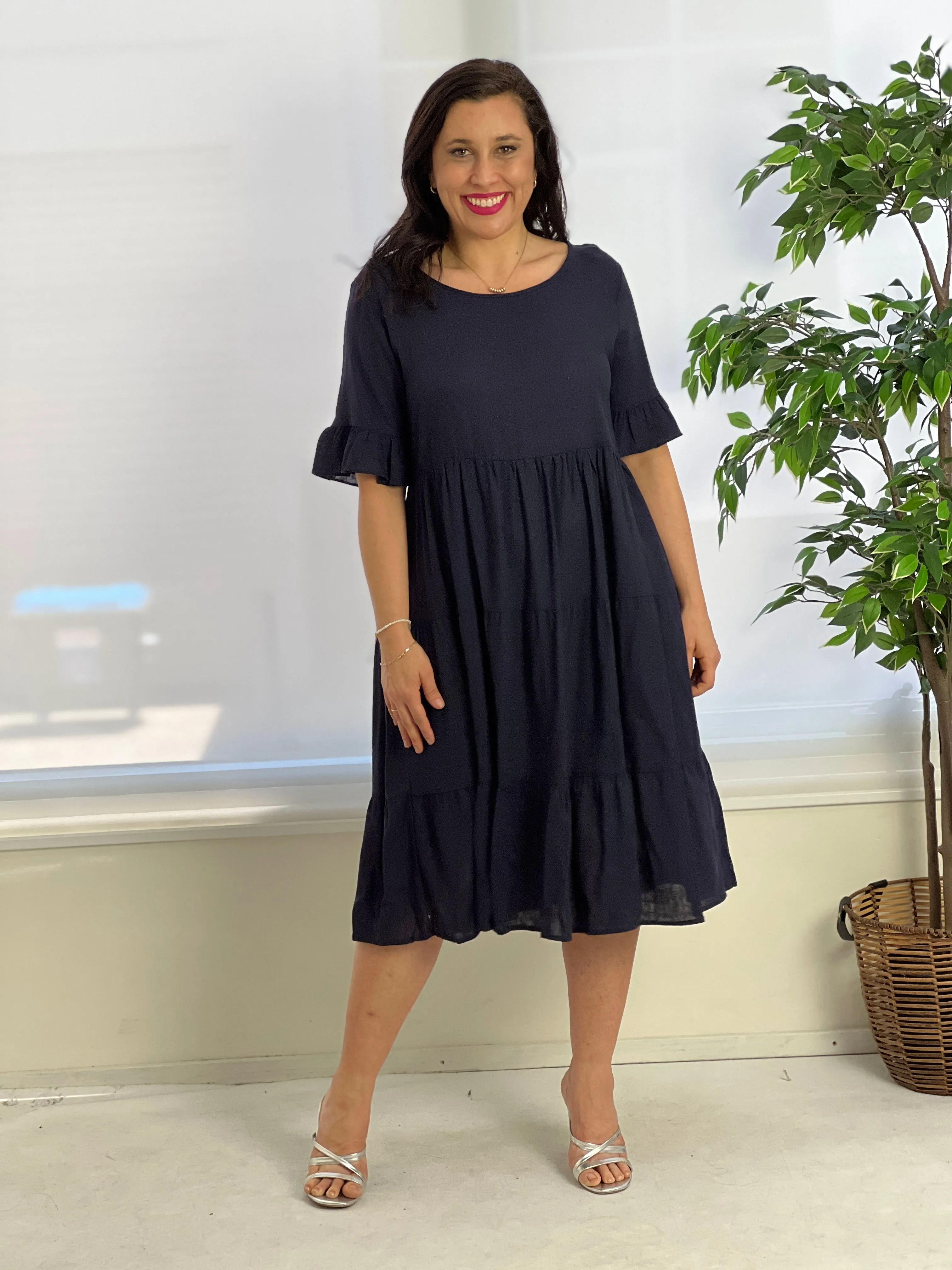 Kane Midnight Linen Dress