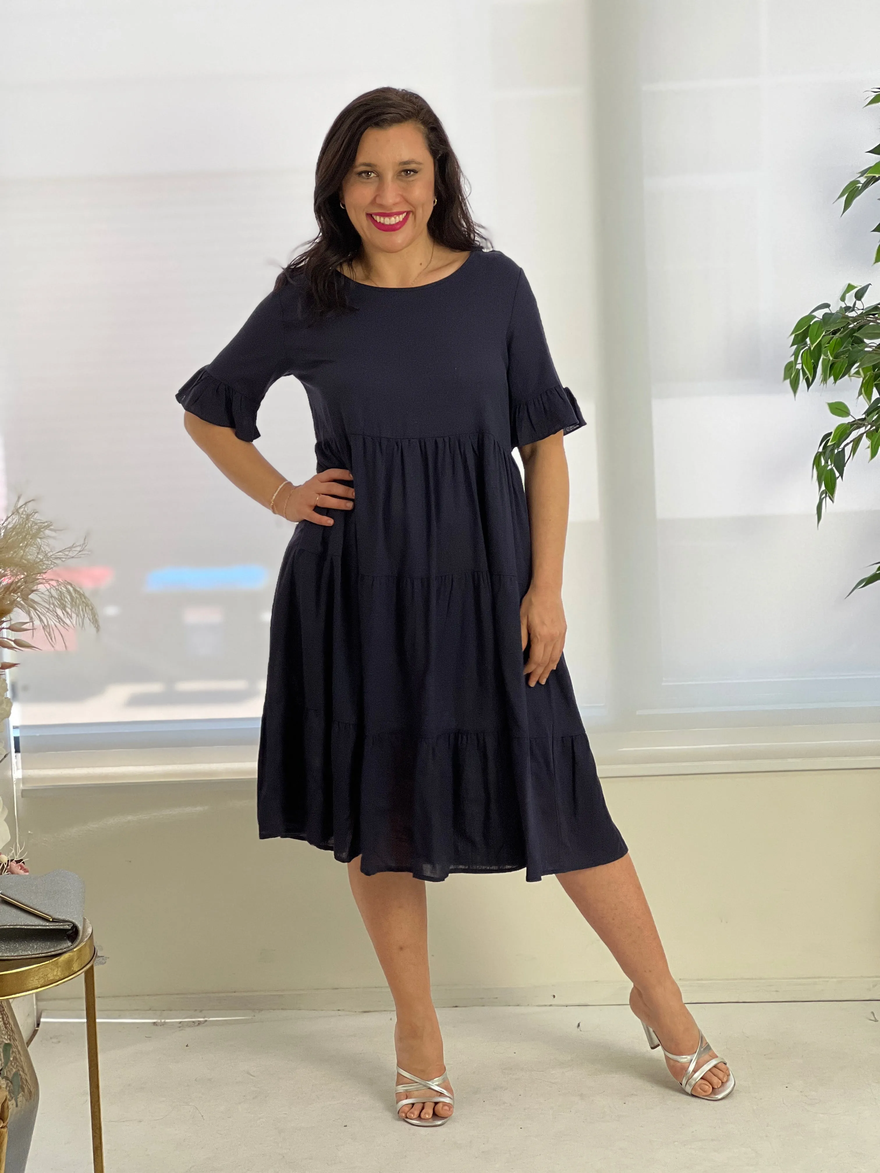 Kane Midnight Linen Dress