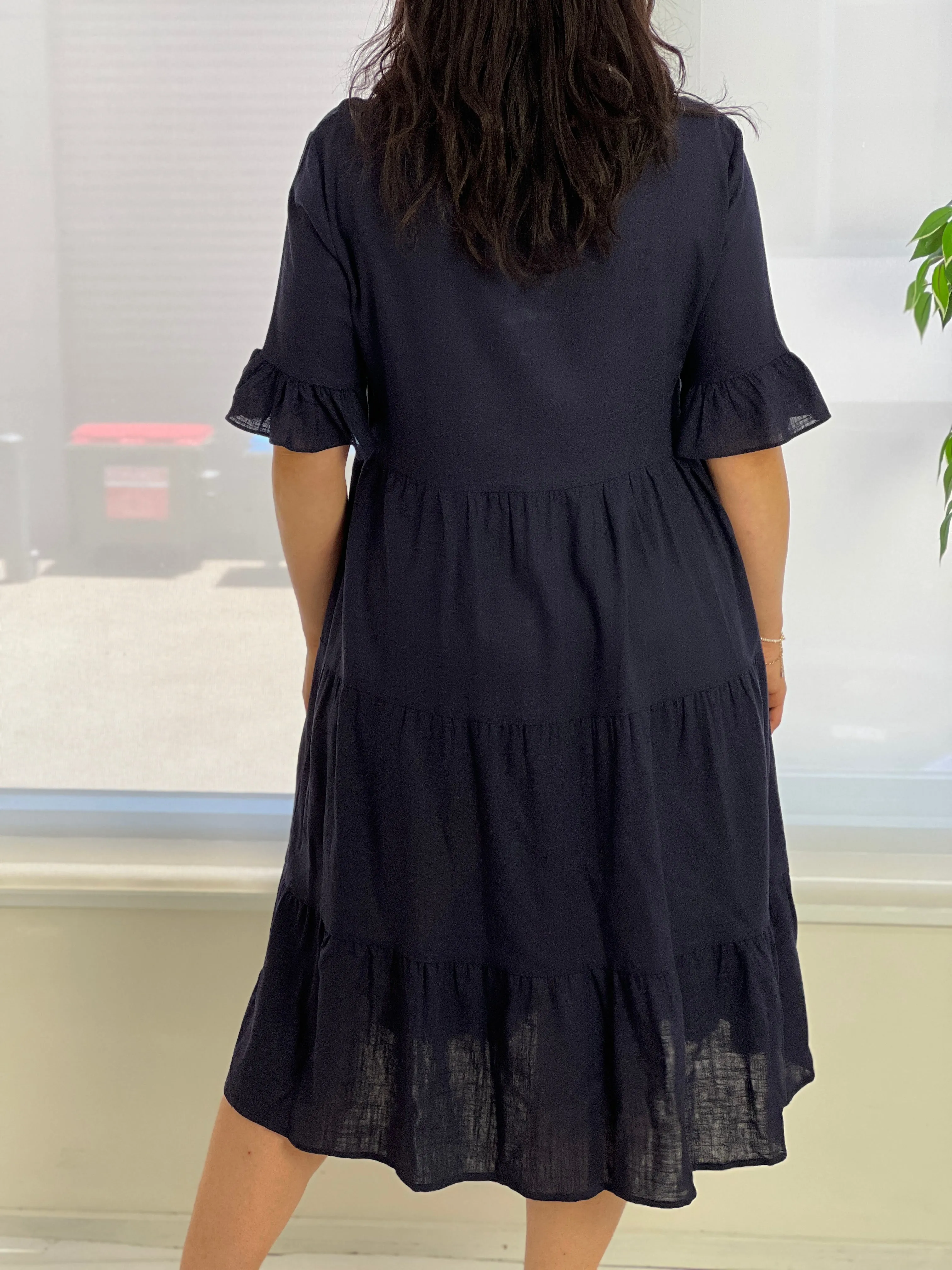 Kane Midnight Linen Dress