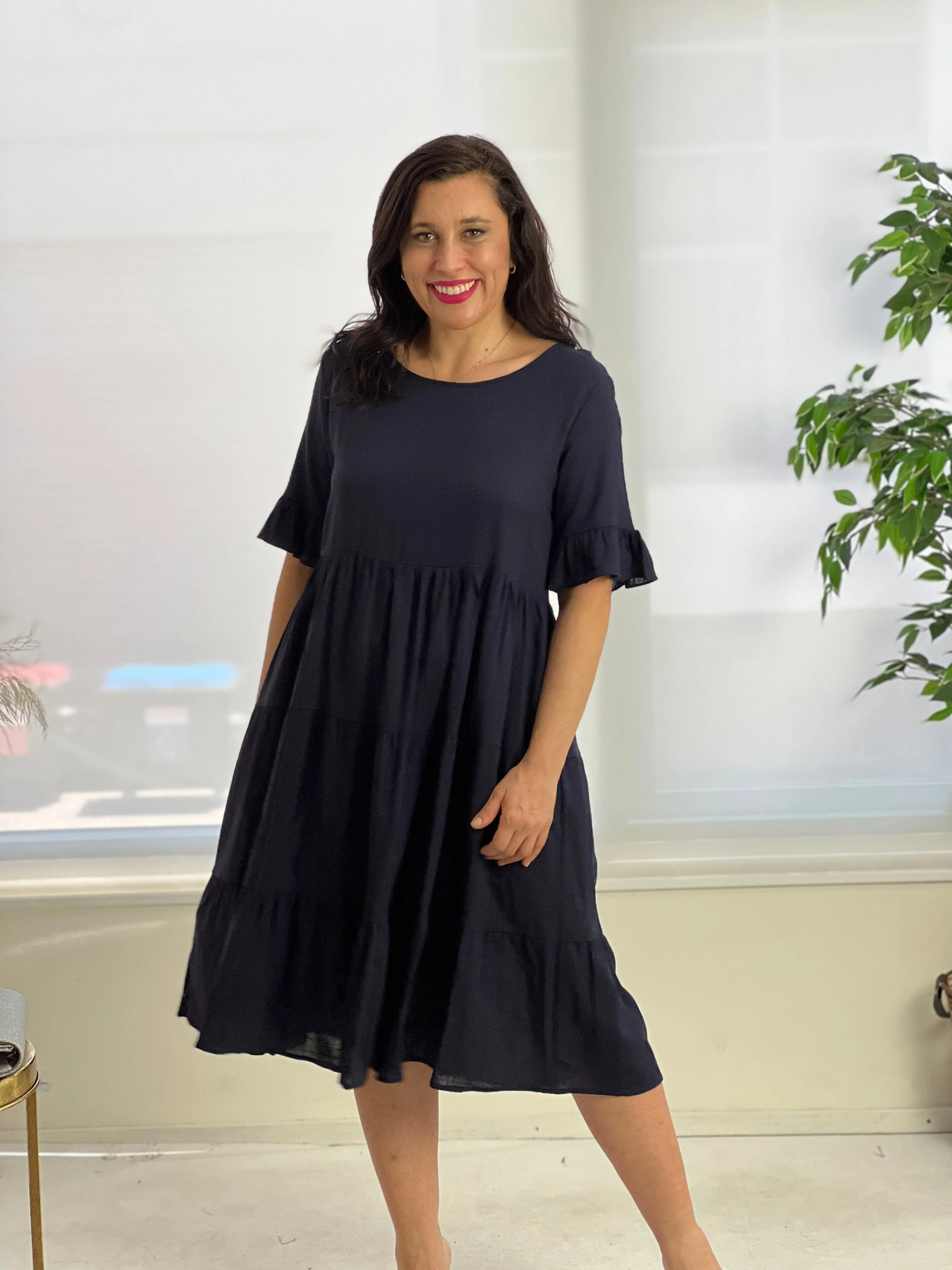 Kane Midnight Linen Dress