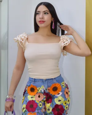 Keep Calling Me Crop Top Cream