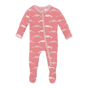 KicKee Pants Footie w/2W Zipper - Strawberry Narwhal