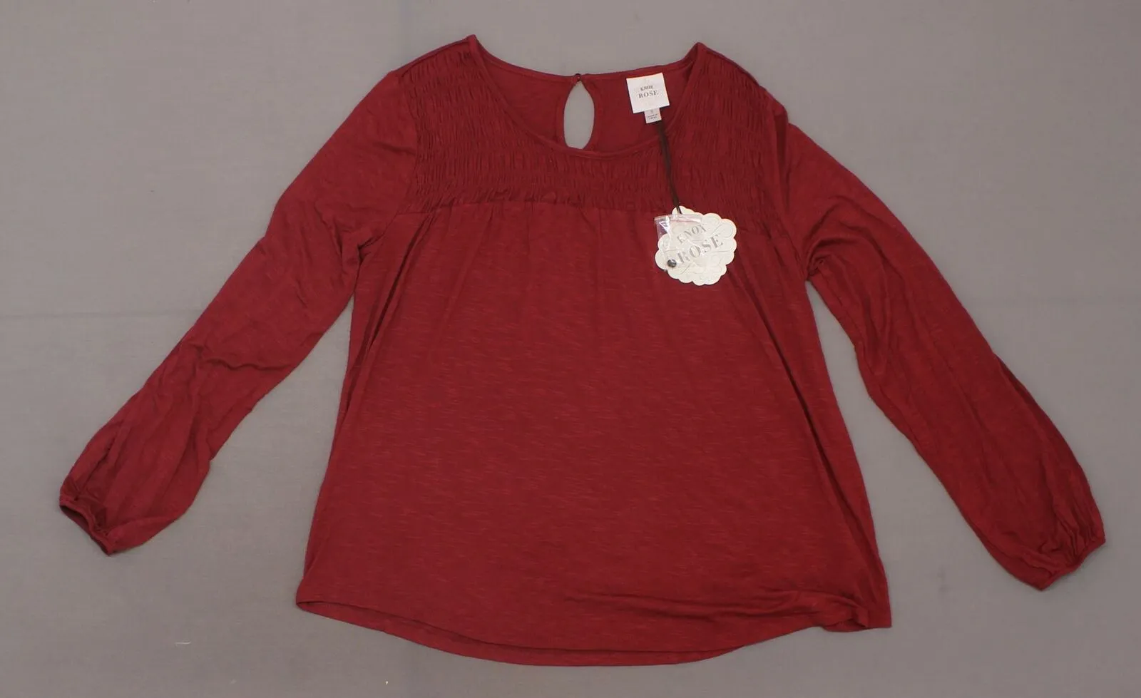 Knox Rose Women's Long Sleeve Crewneck Shirred Blouse