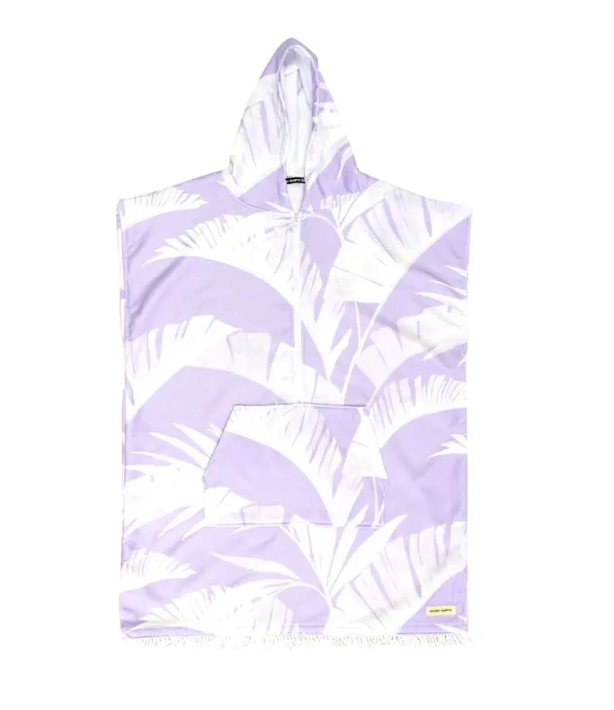 Ladies Poncho Towel - Palms Violet