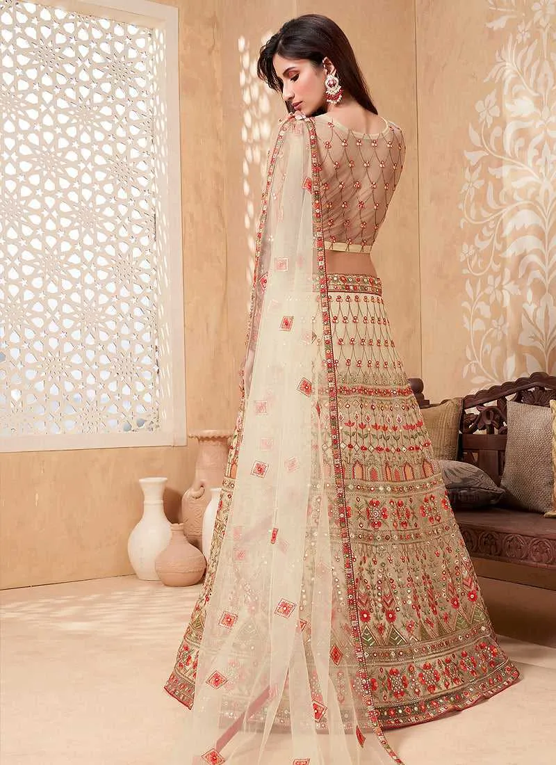 Light Yellow Heavy Floral Embroidered Stylish Lehenga Choli