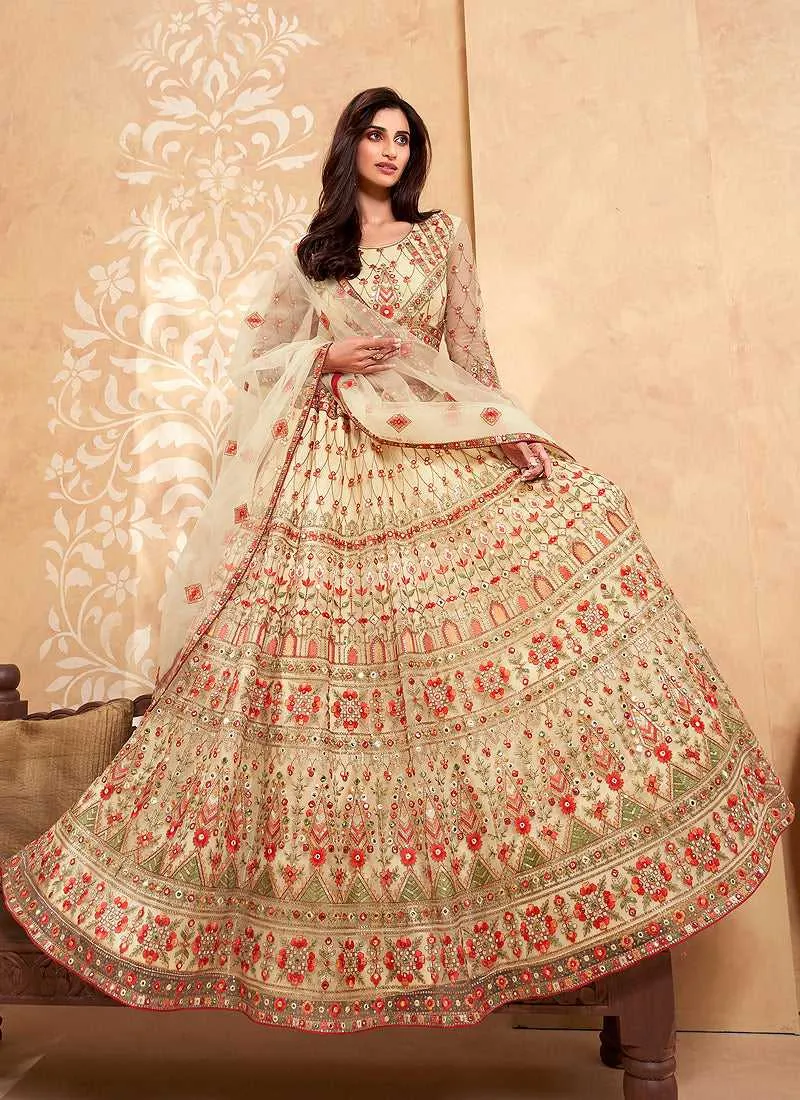 Light Yellow Heavy Floral Embroidered Stylish Lehenga Choli