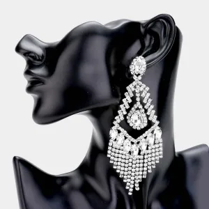 Lightweight Clear Crystal Chandelier Pageant Earrings  | Prom Earrings | 478085