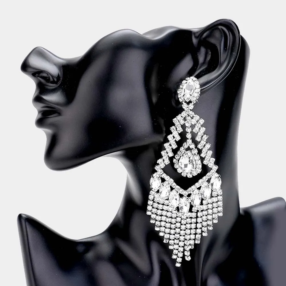 Lightweight Clear Crystal Chandelier Pageant Earrings  | Prom Earrings | 478085
