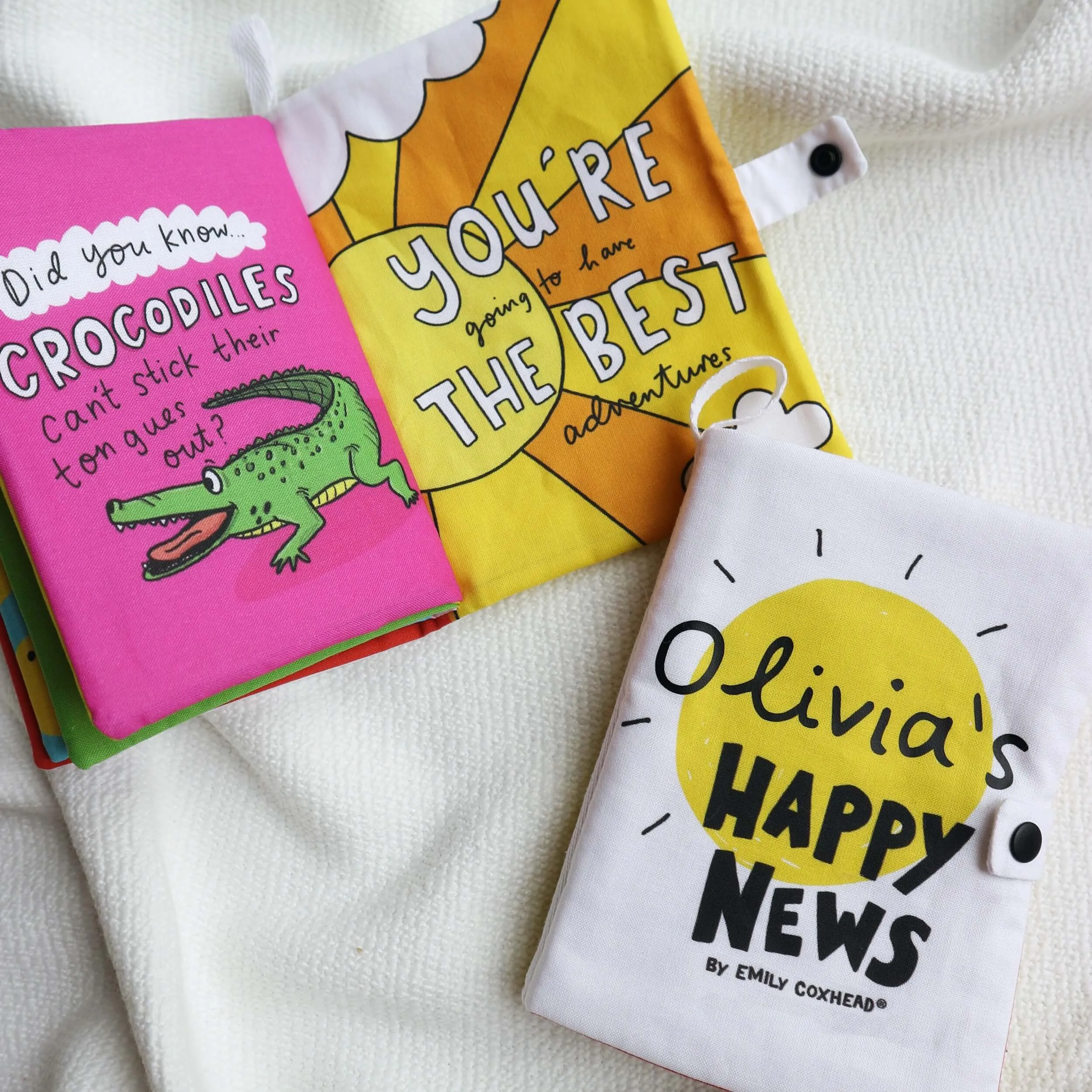 *Limited Edition* Personalised 'The Happy News' soft crinkle baby book